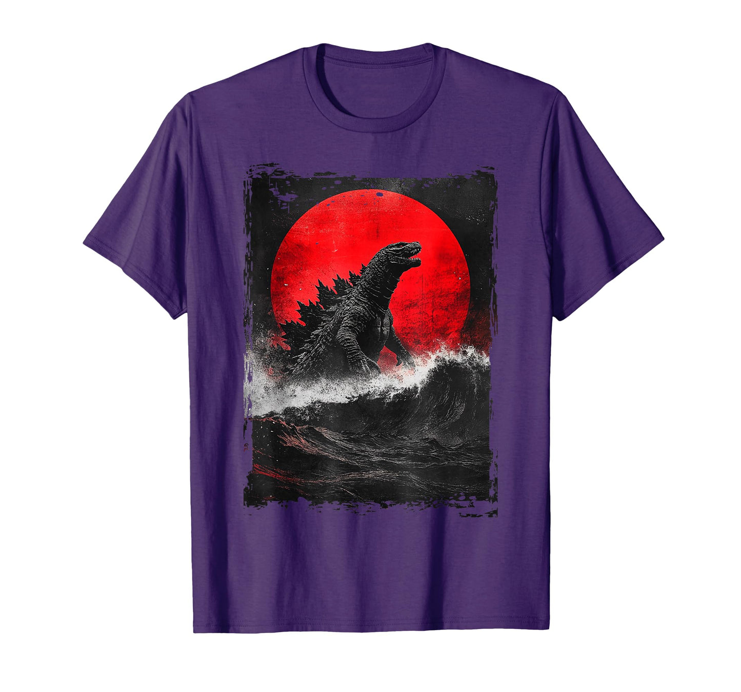 Japanese Kaiju Art T-Shirt: Unisex-Adults, Kids; Black; Small; Short Sleeve; Cotton, Polyester; Unique Kaiju Design