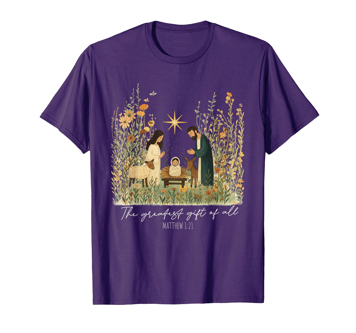 Wildflower Greatest All Christian Christmas Nativity Scene T-Shirt