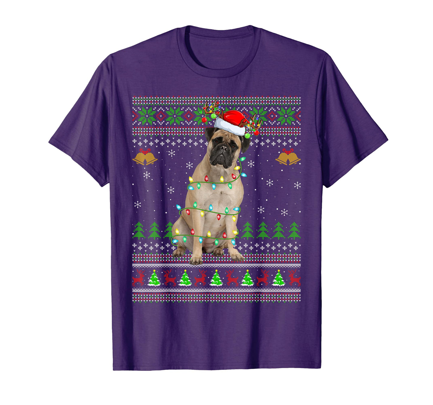 Bullmastiff Dog Ugly Christmas Sweaters Holiday Santa Xmas T-Shirt