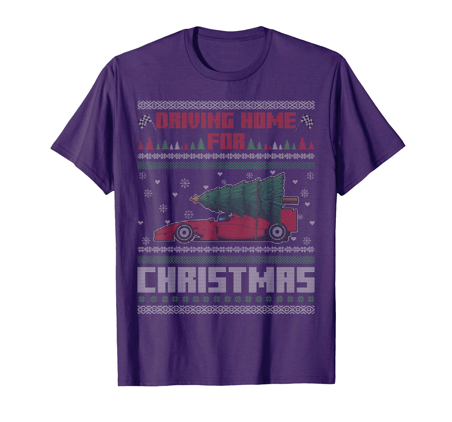 Driving Home for Christmas Racer Funny Ugly Christmas T-Shirt