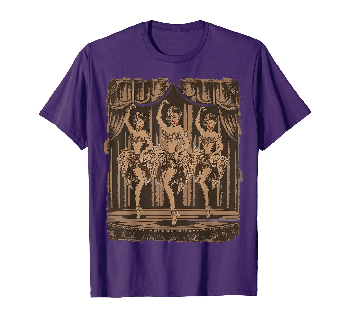 Vintage Showgirls Dancing on Stage in Classic Burlesque Art T-Shirt