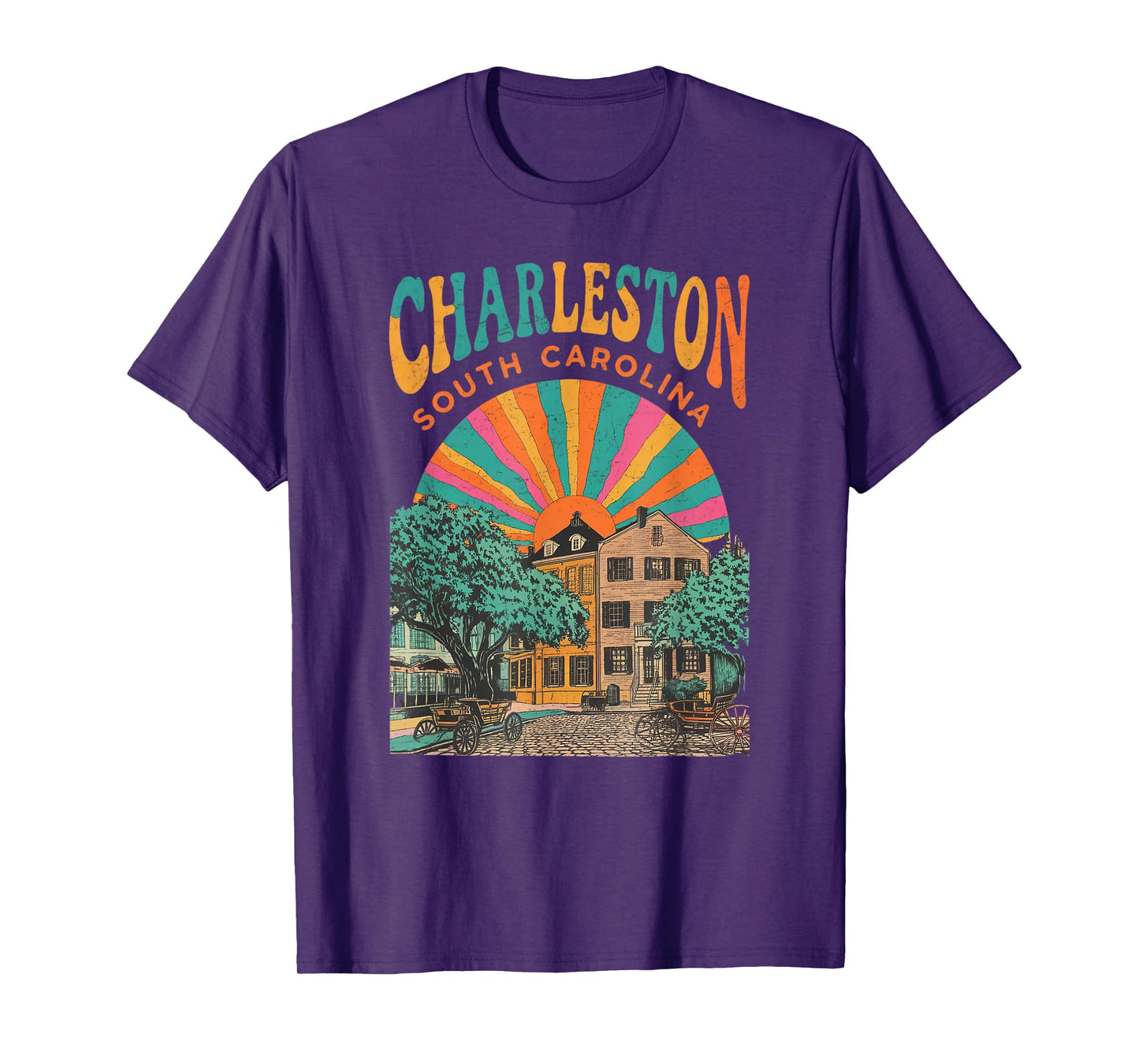 Retro Charleston South Carolina Sunset Coastal Vintage T-Shirt