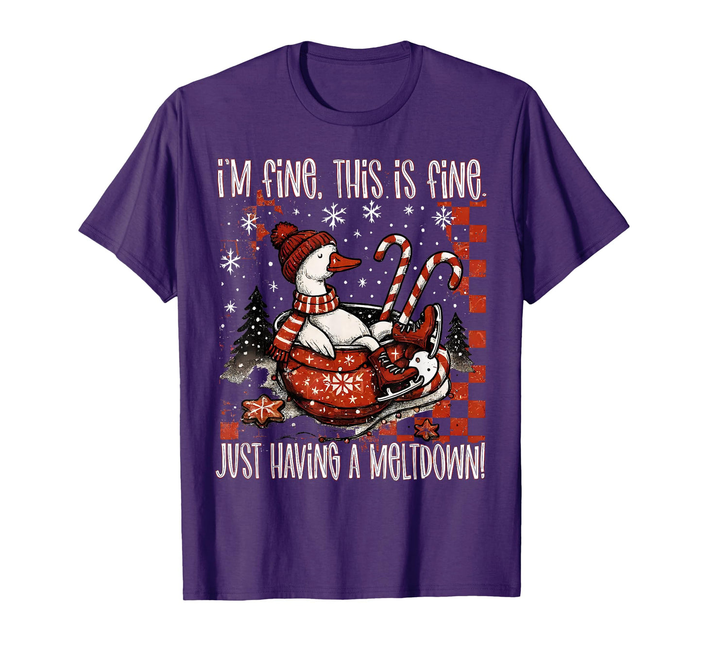 I'm Fine This is Fine Just Having A Meltdown Goose Christmas T-Shirt