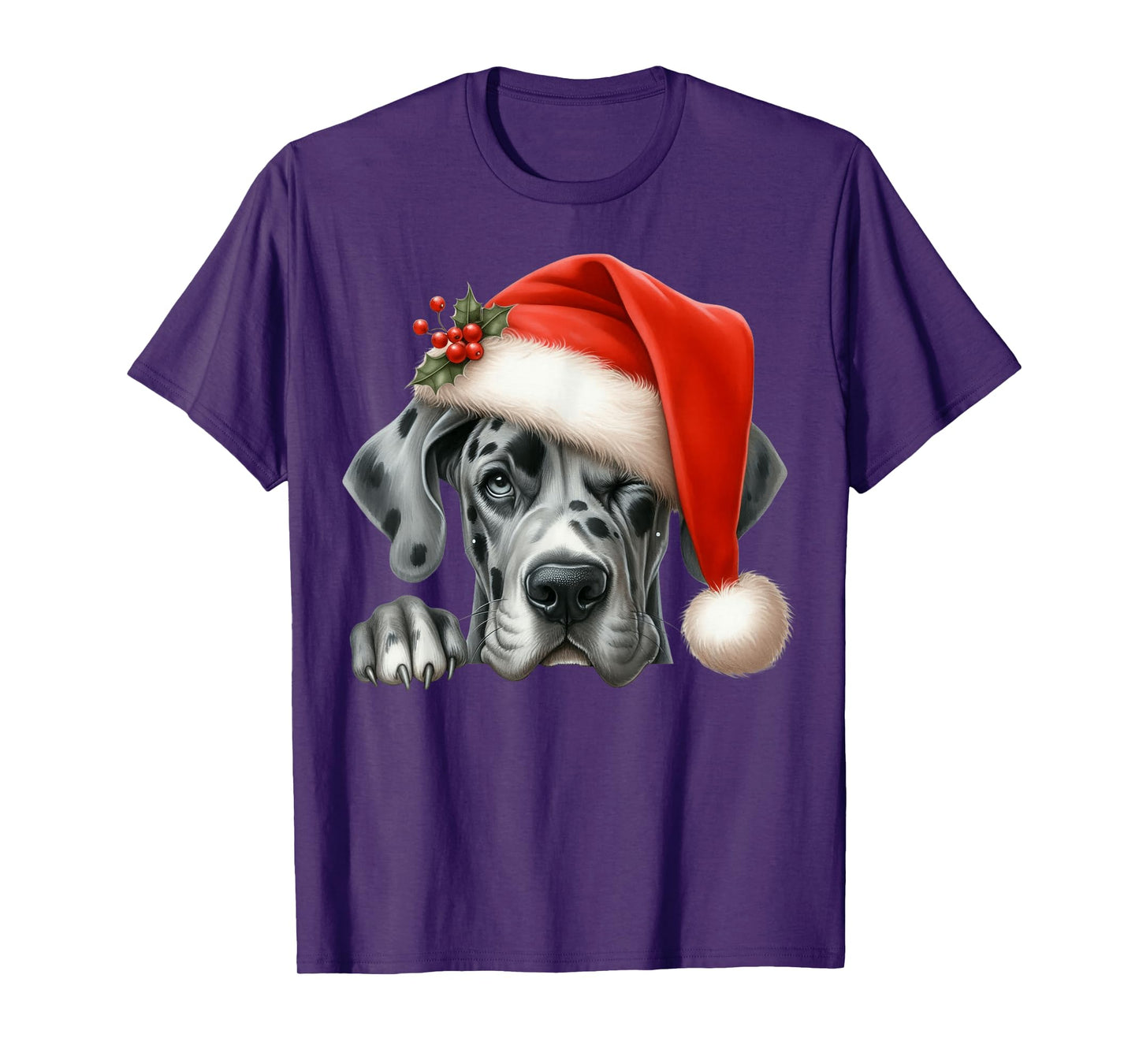 Great Dane Dog Christmas Santa Hat Dog Mom Dad T-Shirt