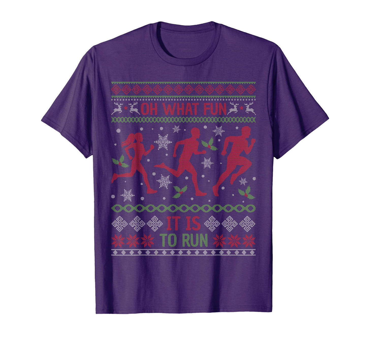 Oh What Fun It is to Run Running Ugly Christmas T-Shirt