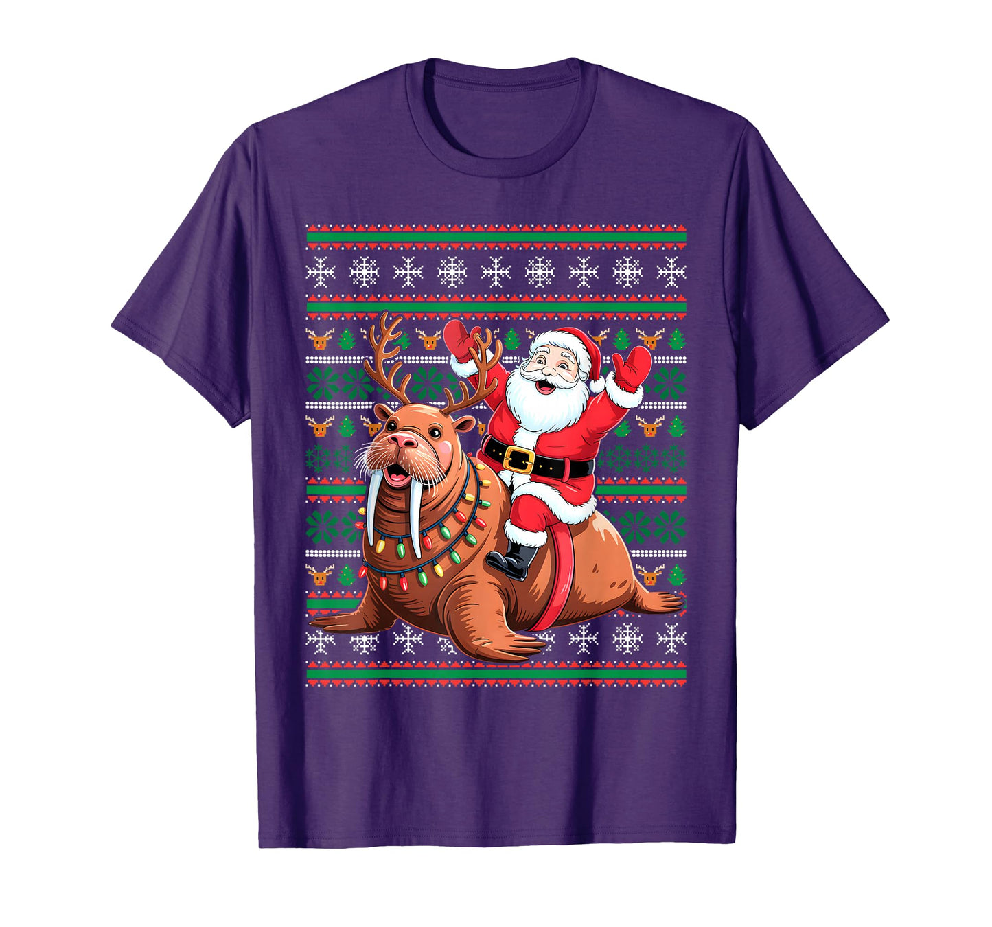 Xmas Holiday Ugly Santa Riding Sea Lion Christmas T-Shirt