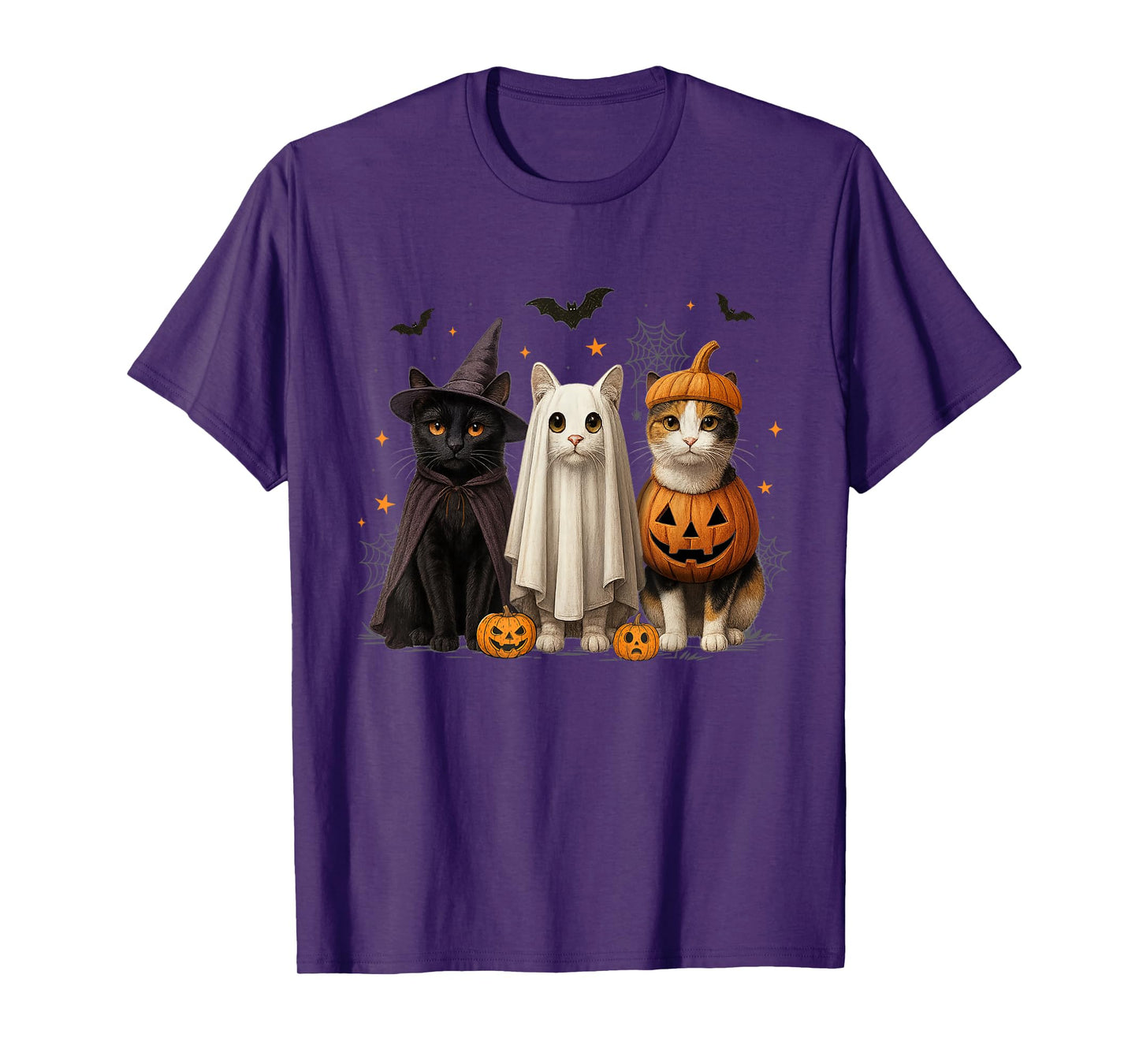Cute Cat Witch Ghost Pumpkin Halloween Costume Spooky Funny T-Shirt