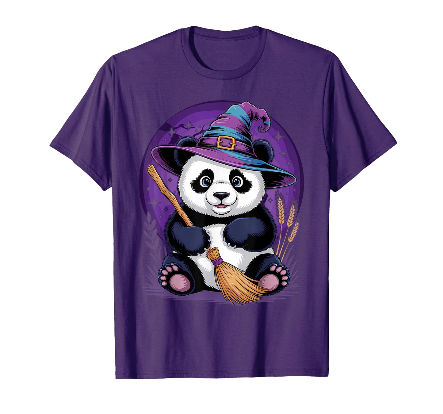 Halloween Panda Funny Lover Witch Hat Costume T-Shirt