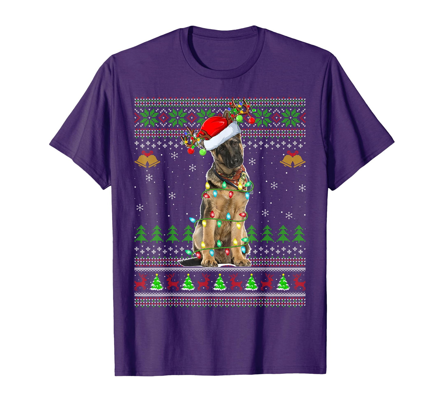 German Shepherd Dog Ugly Christmas Sweaters Holiday Xmas T-Shirt