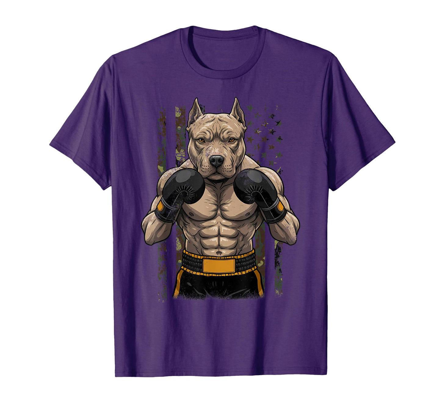 Vintage Style Boxing Camouflage USA Pit Bull Funny Dog boxer Men Women Kids T-Shirt
