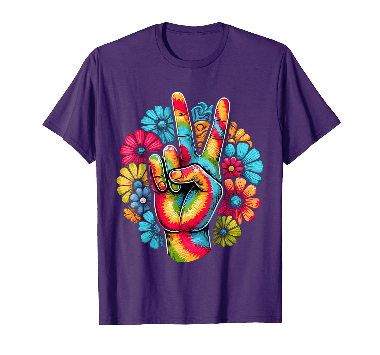 Love and Peace Tie Dye Flower Hippie T-Shirt