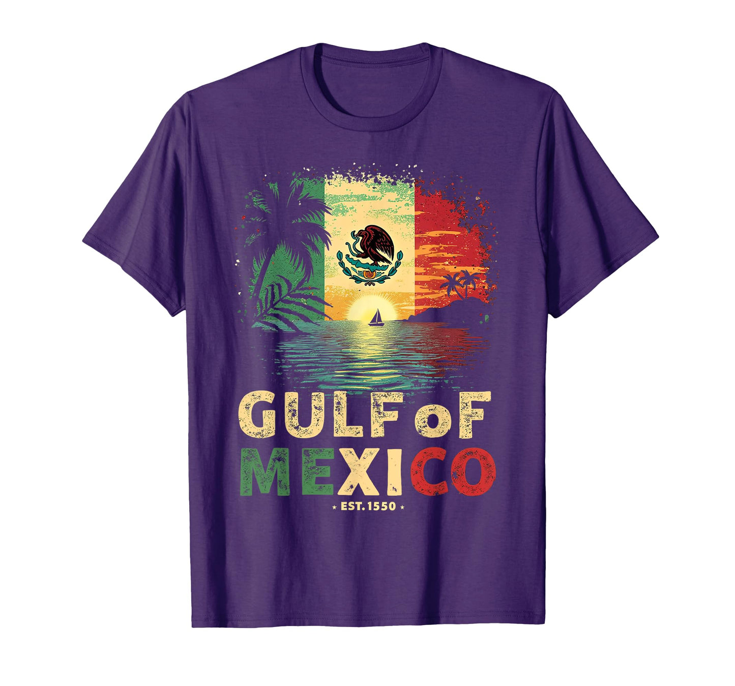 Gulf Of Mexico Est 1550 Mexican Gulf of Mexico Flag Vintage T-Shirt