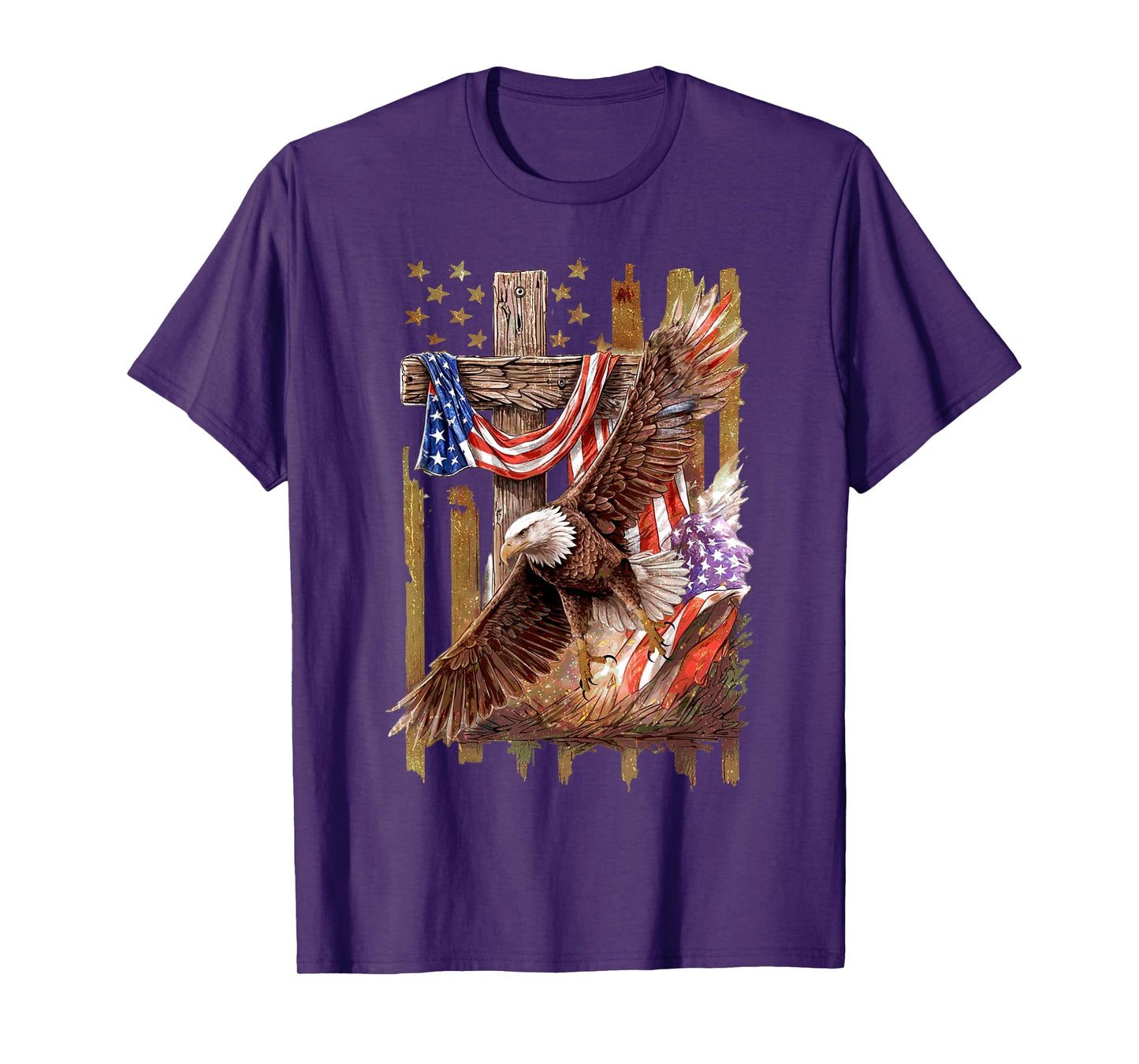 Cross Christian Eagle Jesus Christian Cross Faith US Flag T-Shirt