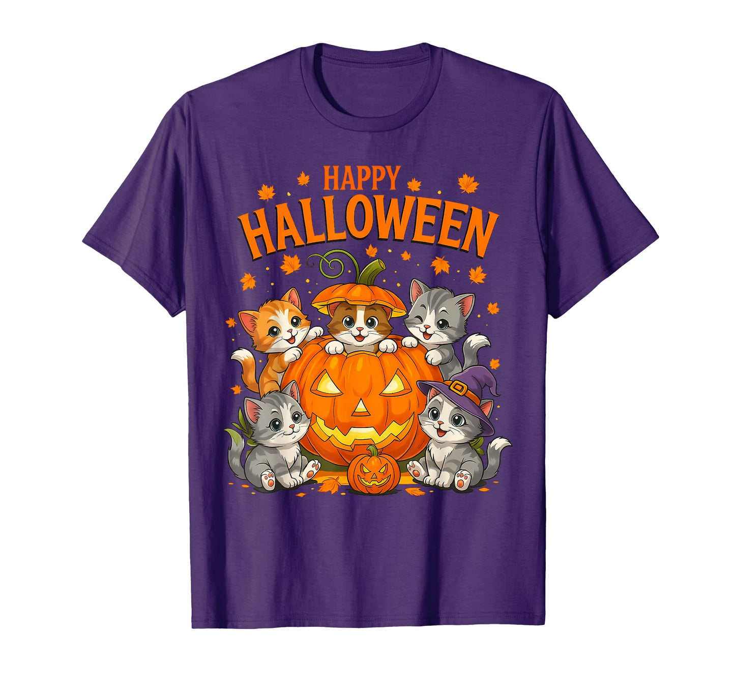 Happy Halloween Funny Pumpkin Halloween cat Spooky Season T-Shirt
