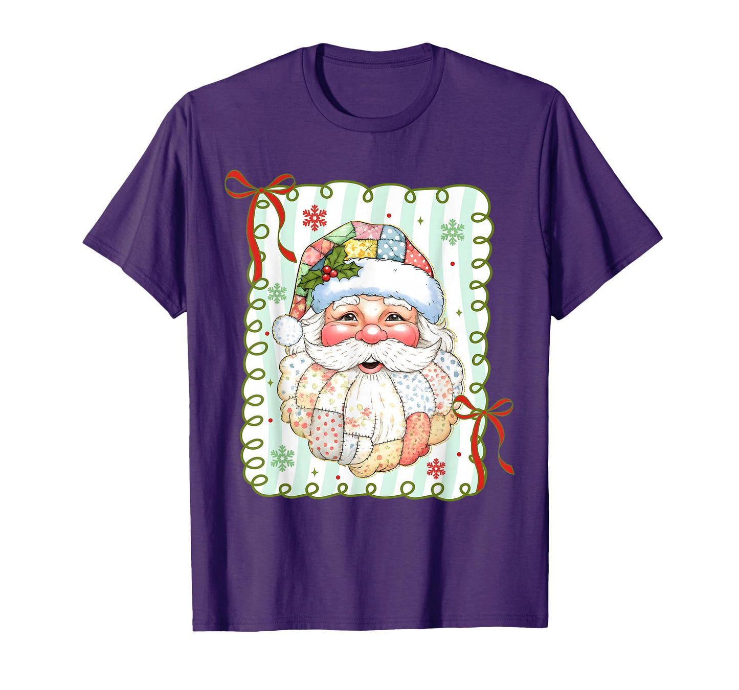 Patchwork Santa Claus Funny Xmas Merry Christmas Men Women T-Shirt