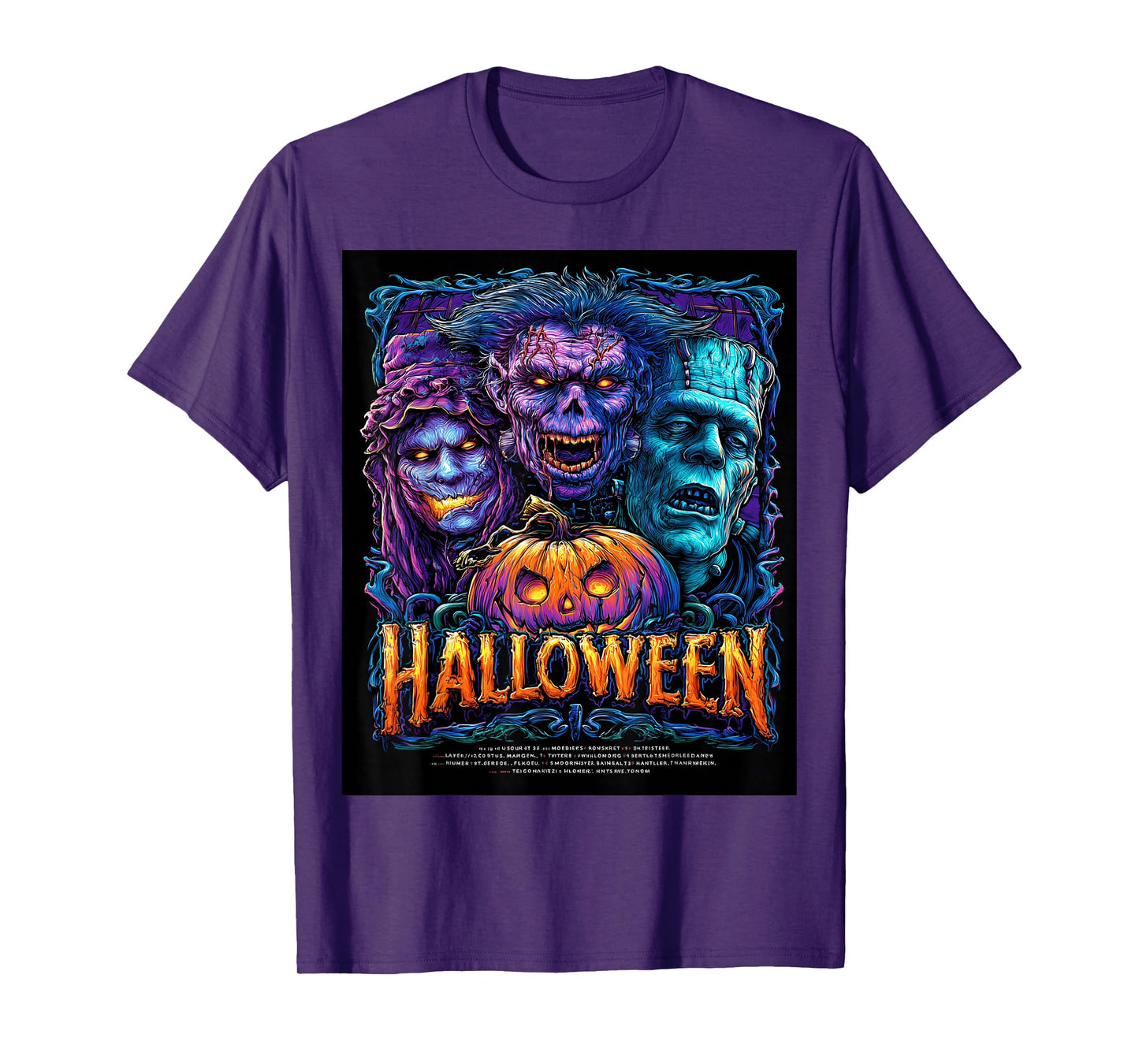 Spooky Monster Trio & Jack-O’-Lantern Halloween Art Witch T-Shirt