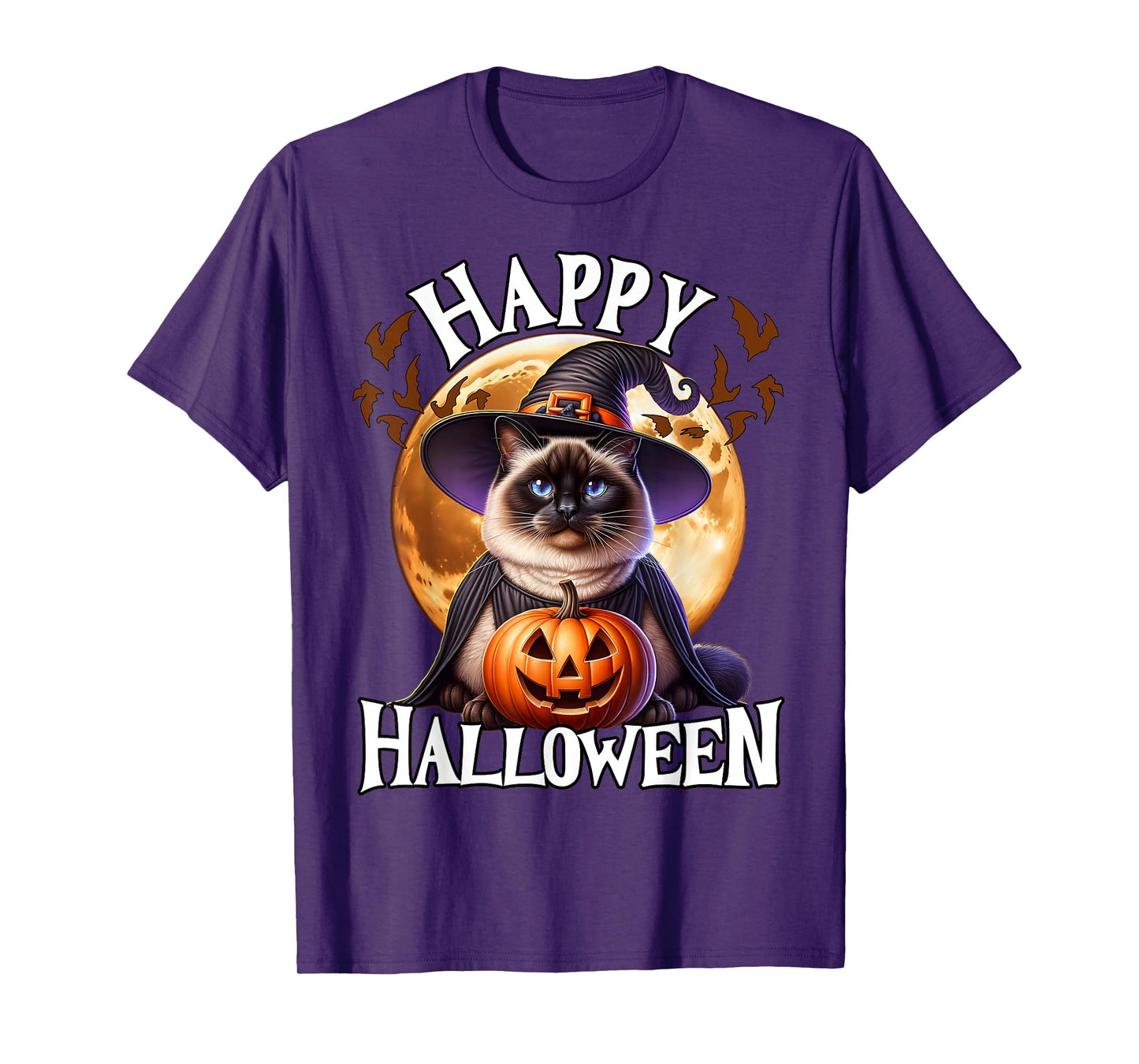Halloween Siamese Cat Witch Costume Halloween Siamese Cat T-Shirt