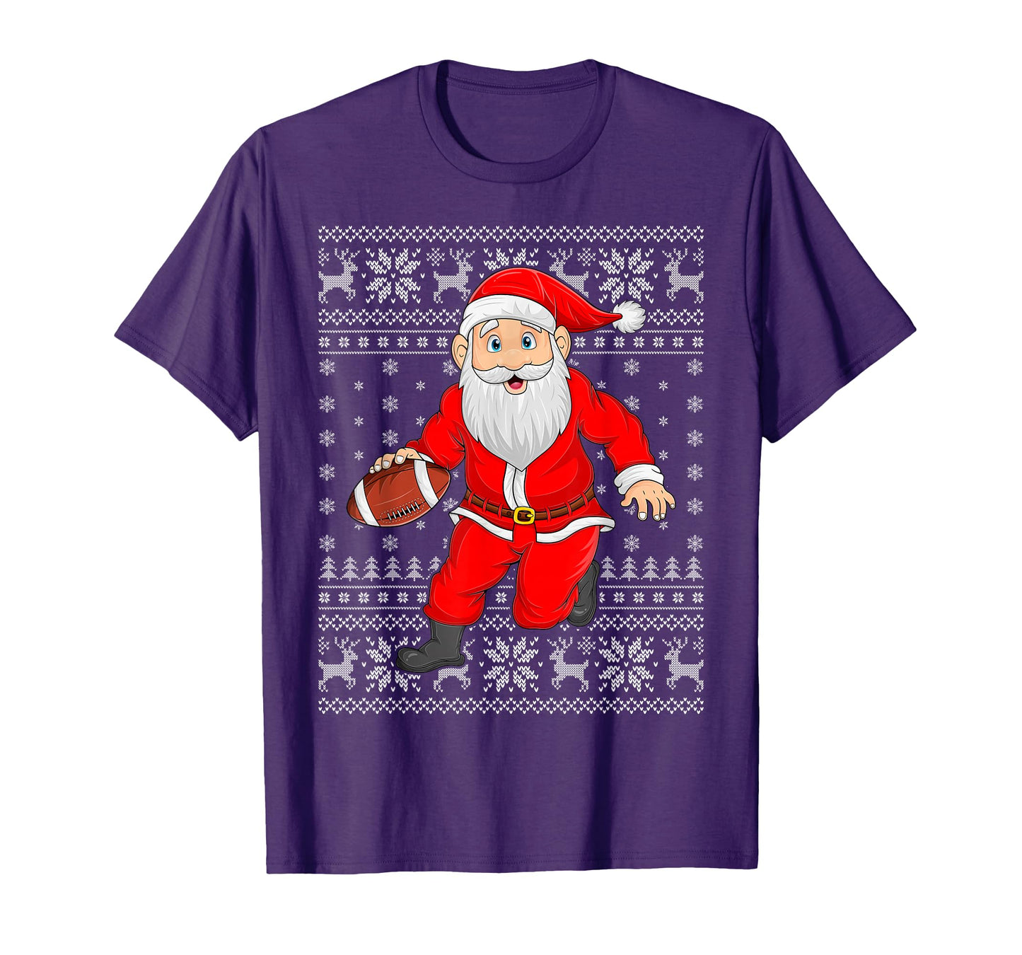 Santa Playing Football Ugly Christmas Sweaters Xmas T-Shirt