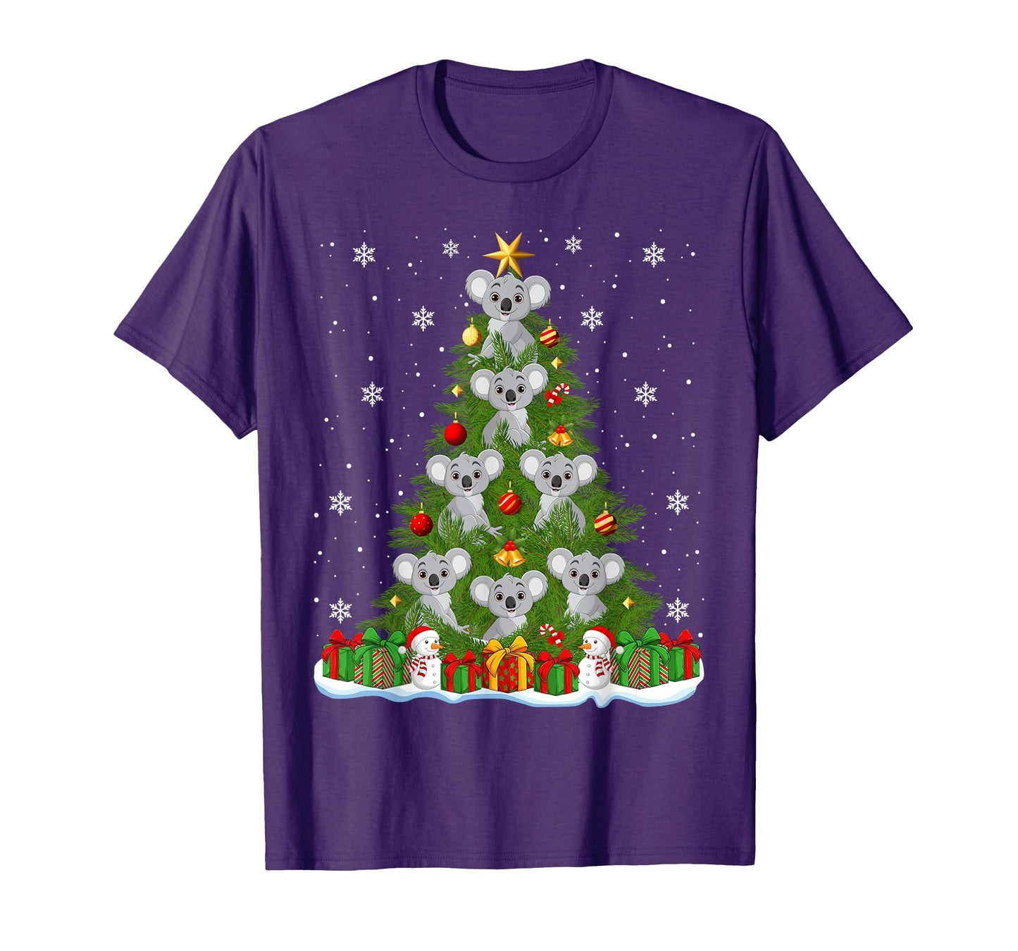 Cute Koala Christmas Tree Holiday Decor Funny Xmas Lights T-Shirt