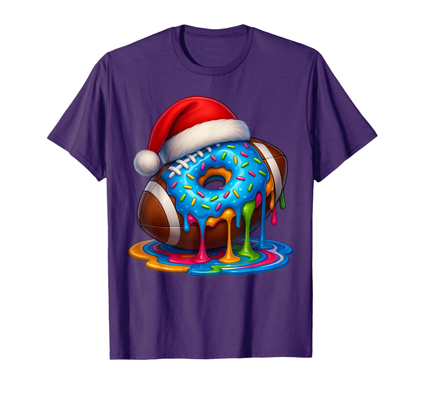 Christmas Football Drip Donat Boys Ice Cream American Flag T-Shirt