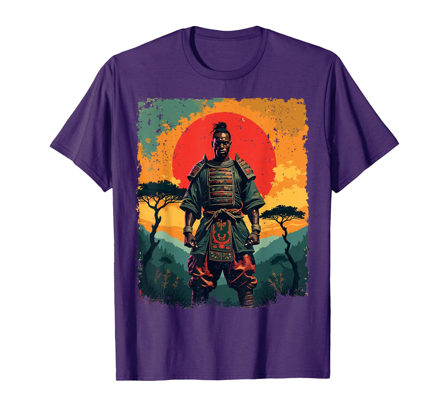 African Samurai Warrior, Afro Vintage Artwork T-Shirt