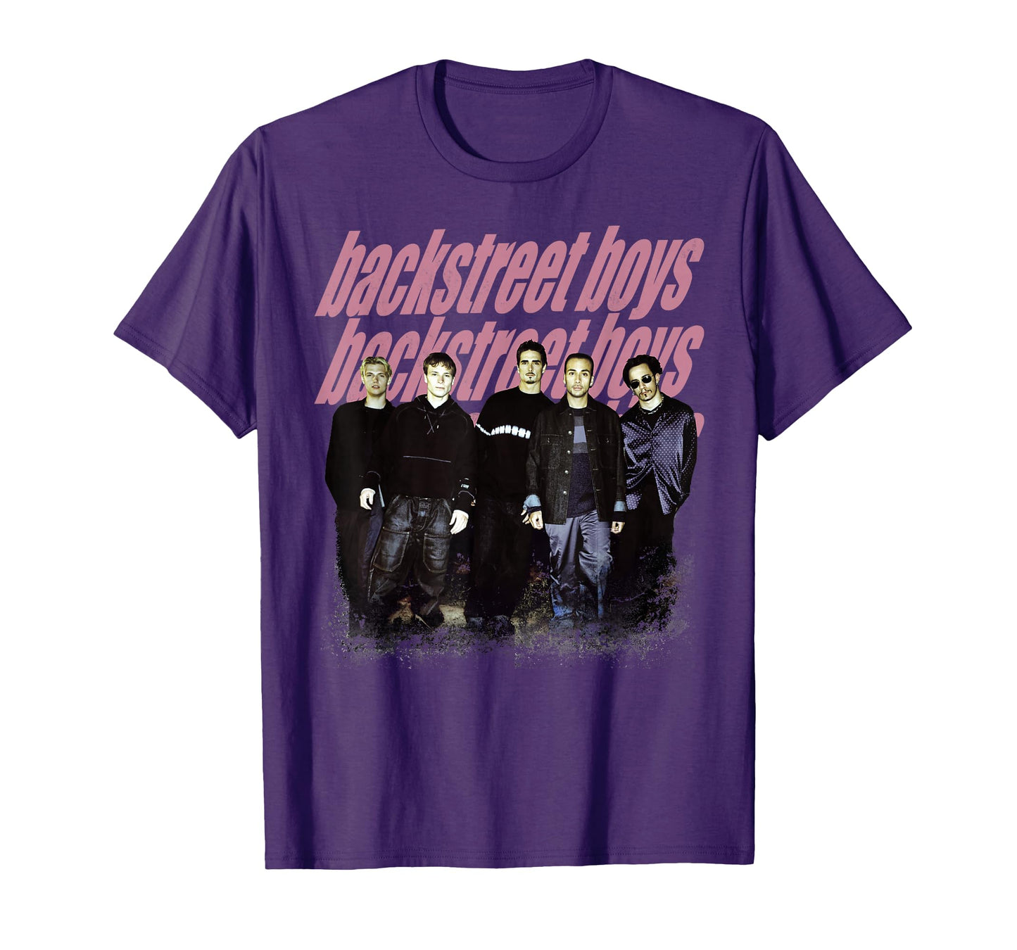 Backstreet Boys – Group Photo Repeat Logo Dark Heather Grey T-Shirt