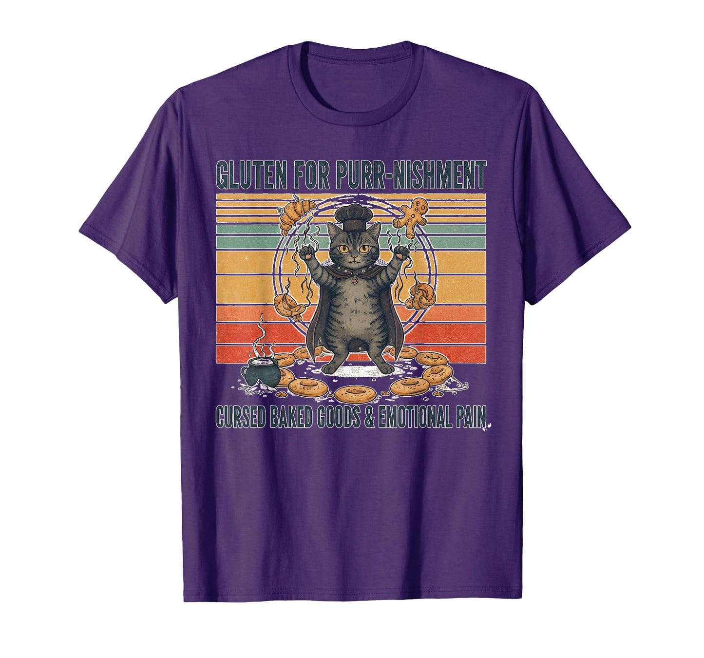Gluten for Purrnishment Cursed Cat Baking Emotional Pain T-Shirt