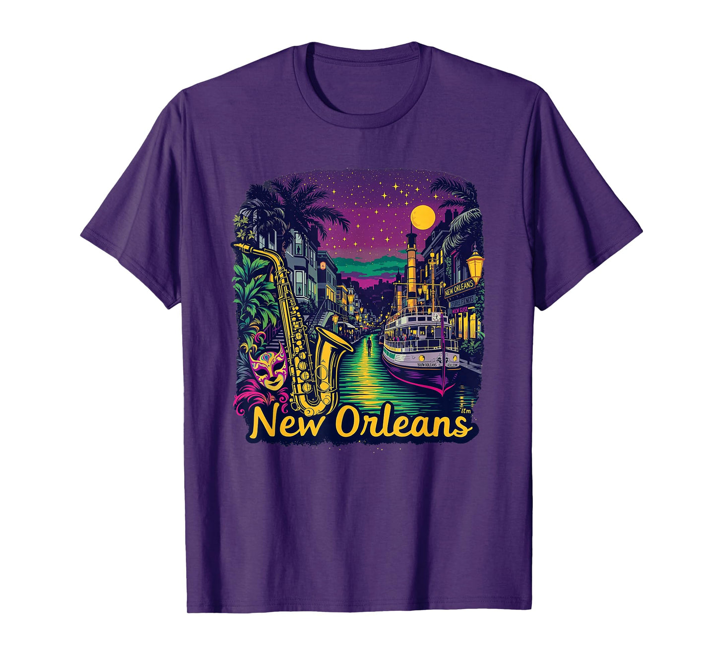 Vintage New Orleans Louisiana Sunset Skyline Cityscape Retro T-Shirt