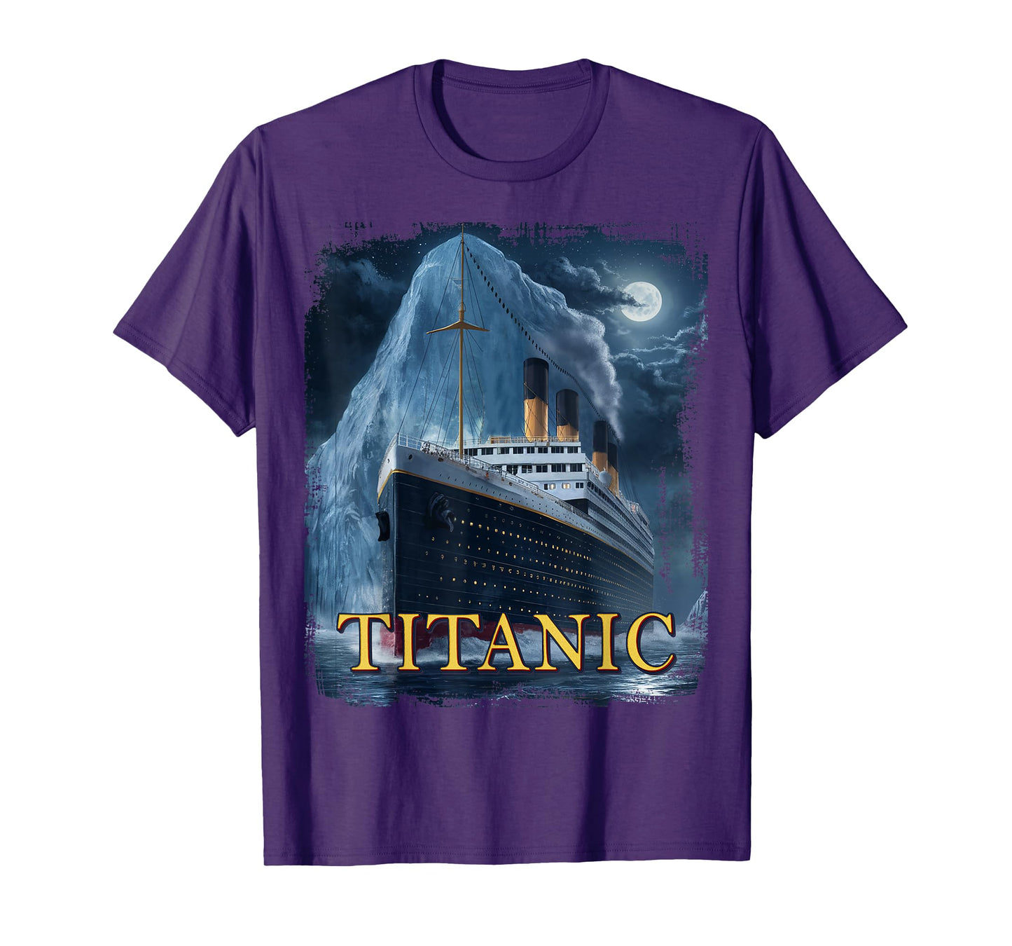 Titanic Cruise Ship Graphic Hit Iceberg April 15th 1912 T-Shirt, Small, Black