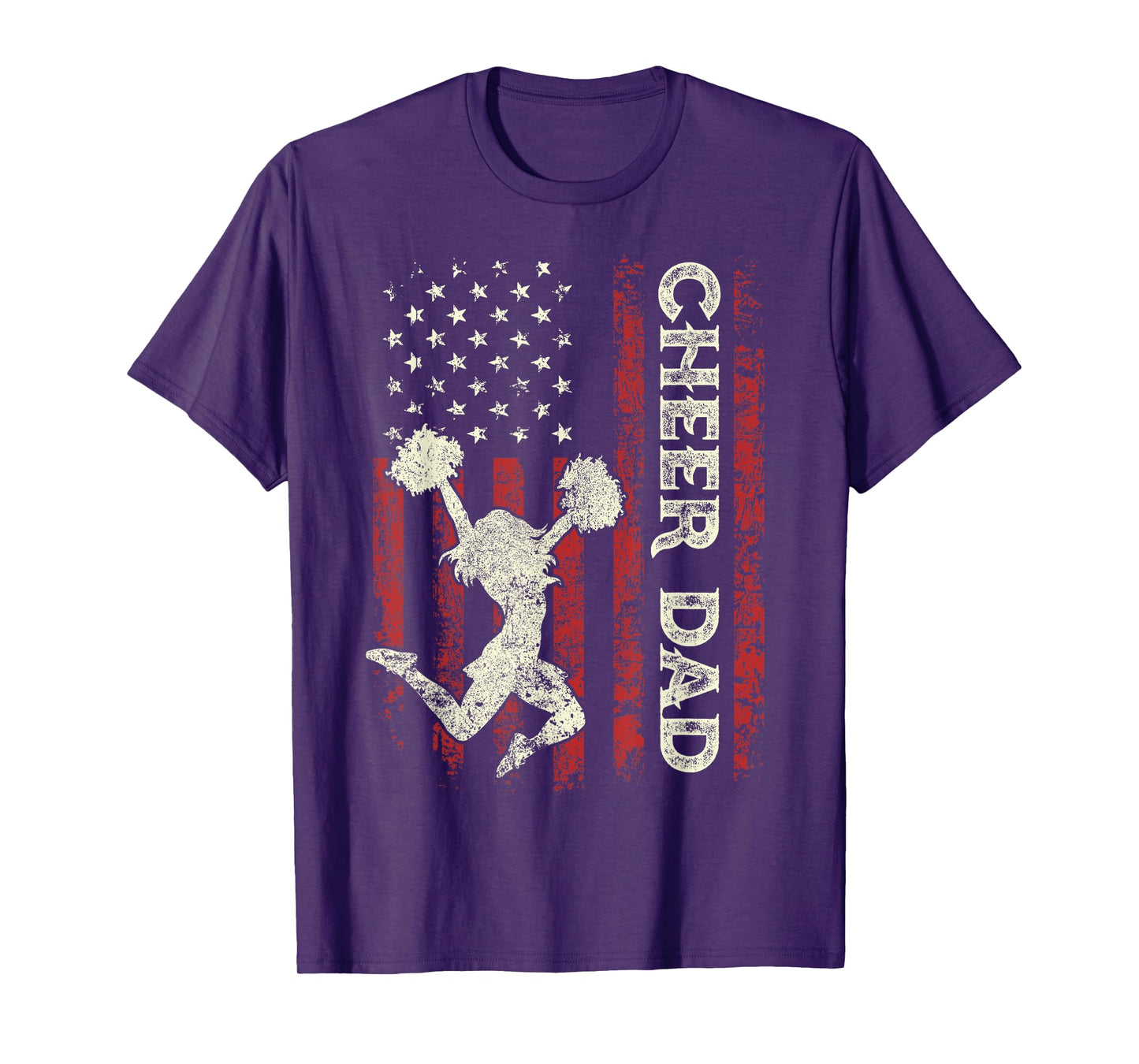 Cheer Dad US Flag Dad Men Patriotic Cheerleader Fathers Day T-Shirt