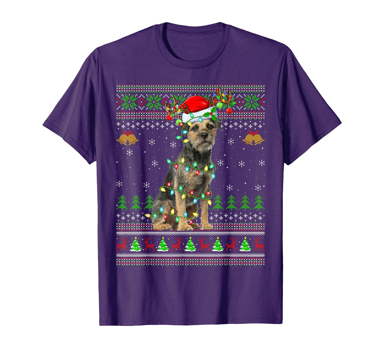 Border Terrier Dog Ugly Christmas Sweater Holiday Santa Xmas T-Shirt