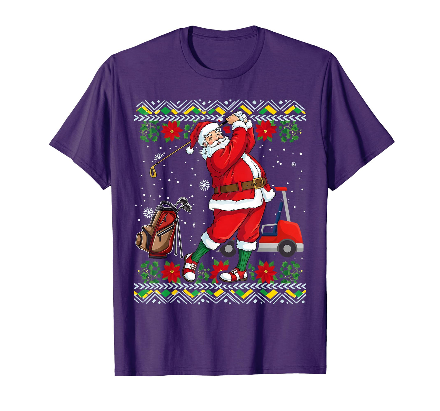 Golf Ugly Christmas Santa Claus Golfer Golfing Men Dad T-Shirt