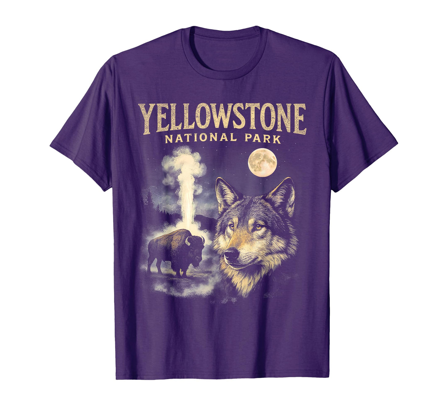 90s Yellowstone National Park Wolf And Bison Vintage T-Shirt