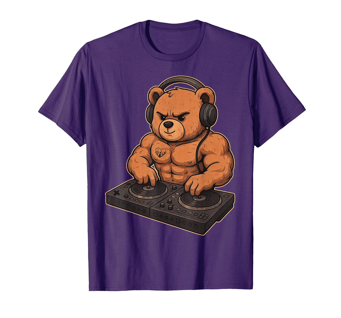 Funny House Electronic Music EDC Rave Outfits Animal Bear DJ T-Shirt