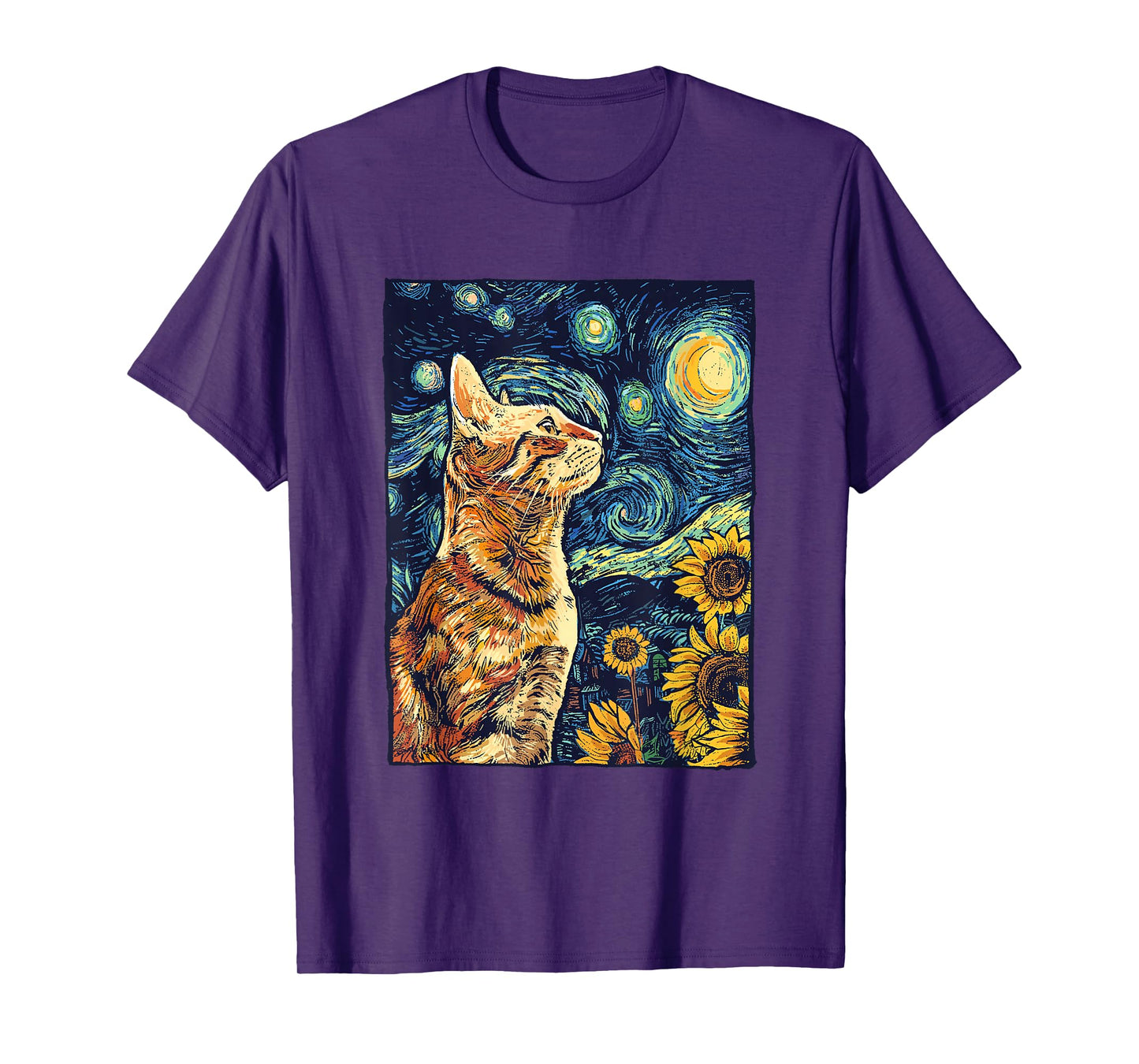 Van Gogh Starry Night Cat Shirt Van Gogh Cat Painting T-Shirt
