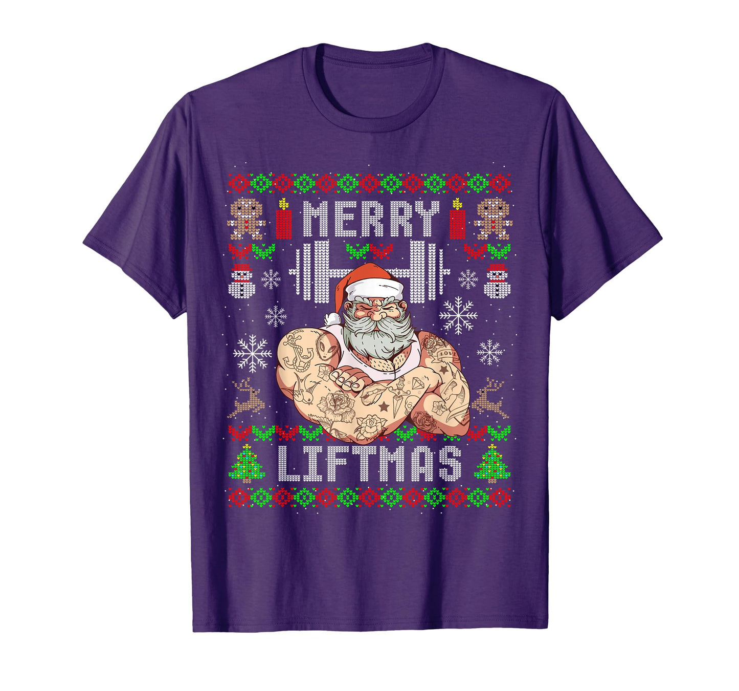 Funny Merry Liftmas Ugly Christmas Workout Powerlifting T-Shirt