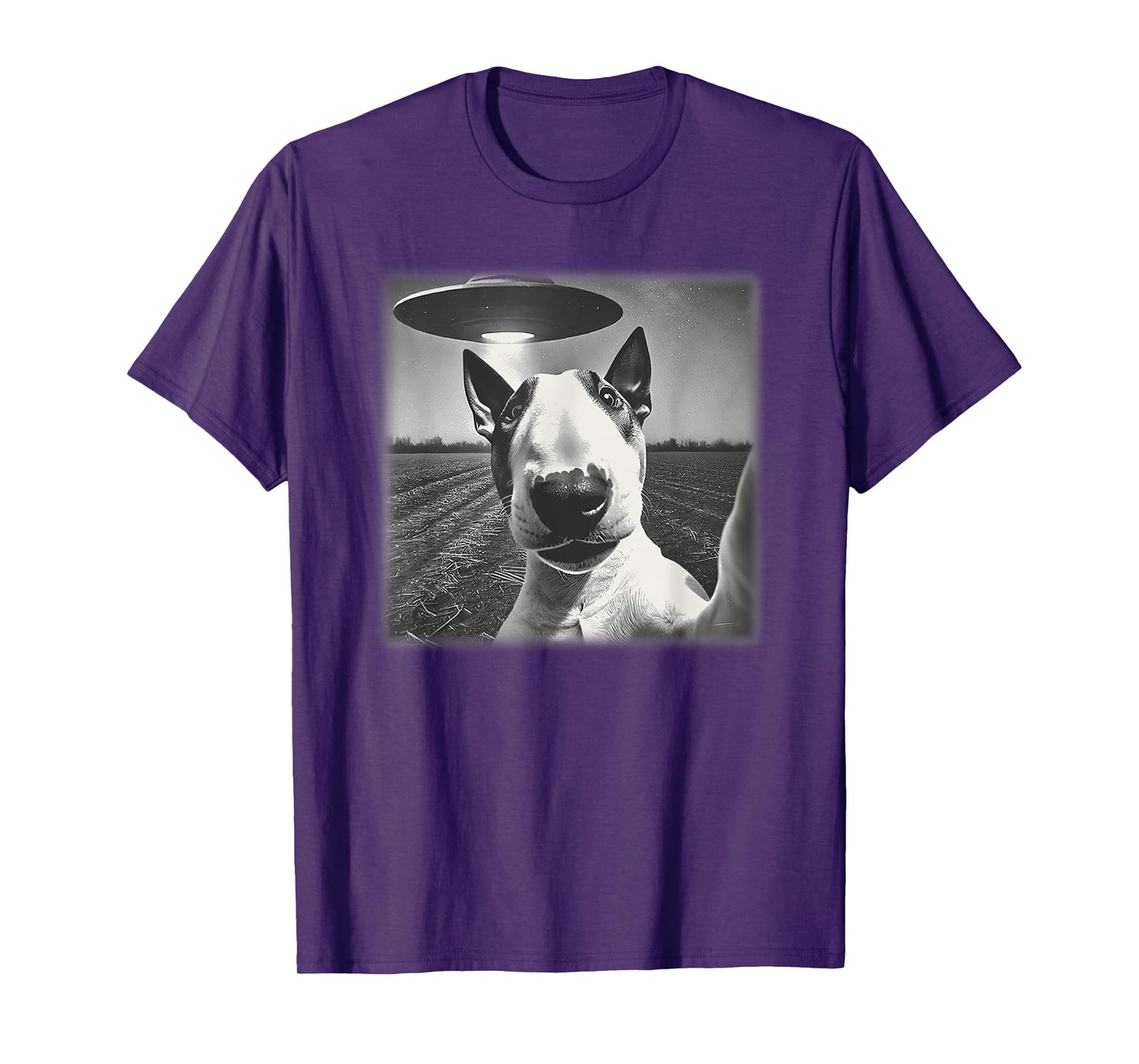Vintage English Bull Terrier UFO Alien Selfie Dog Mom Dad Men Women Kids T-Shirt