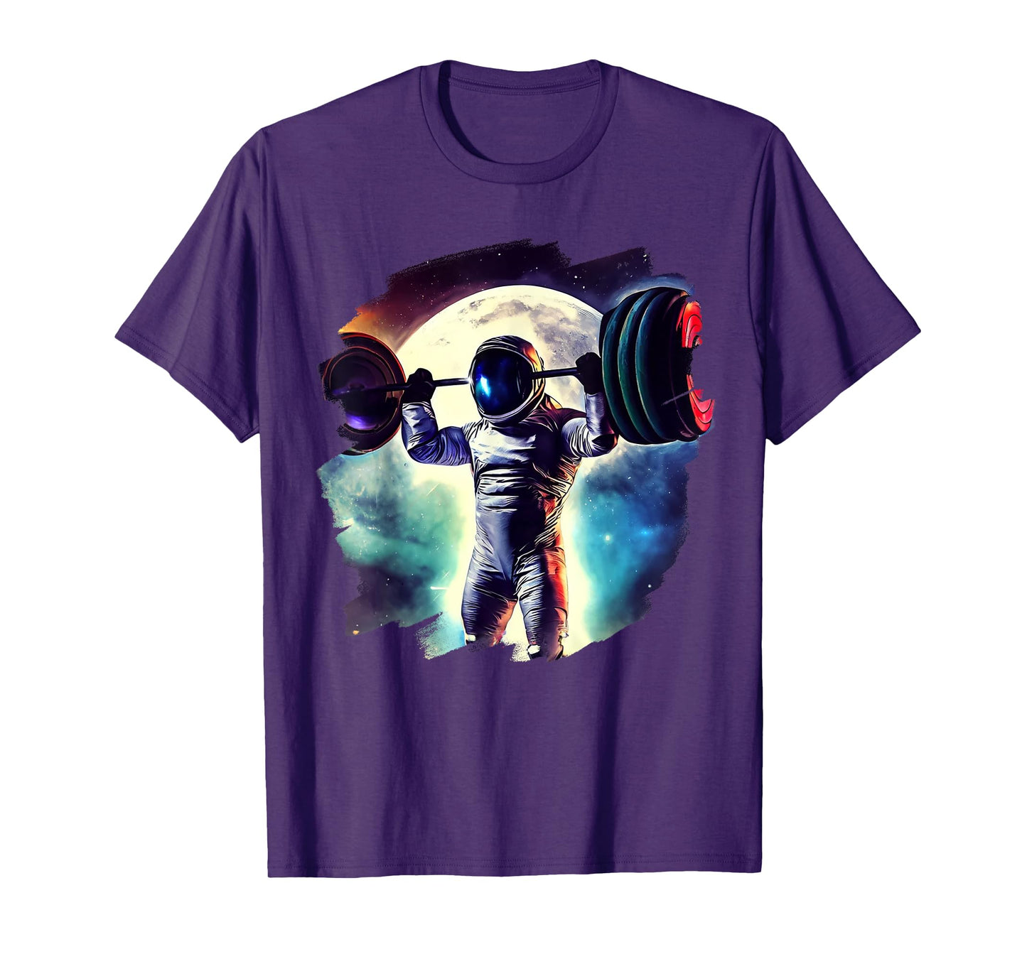 Astronaut Lifting Weights in Outer Space Weightlifting T-Shirt