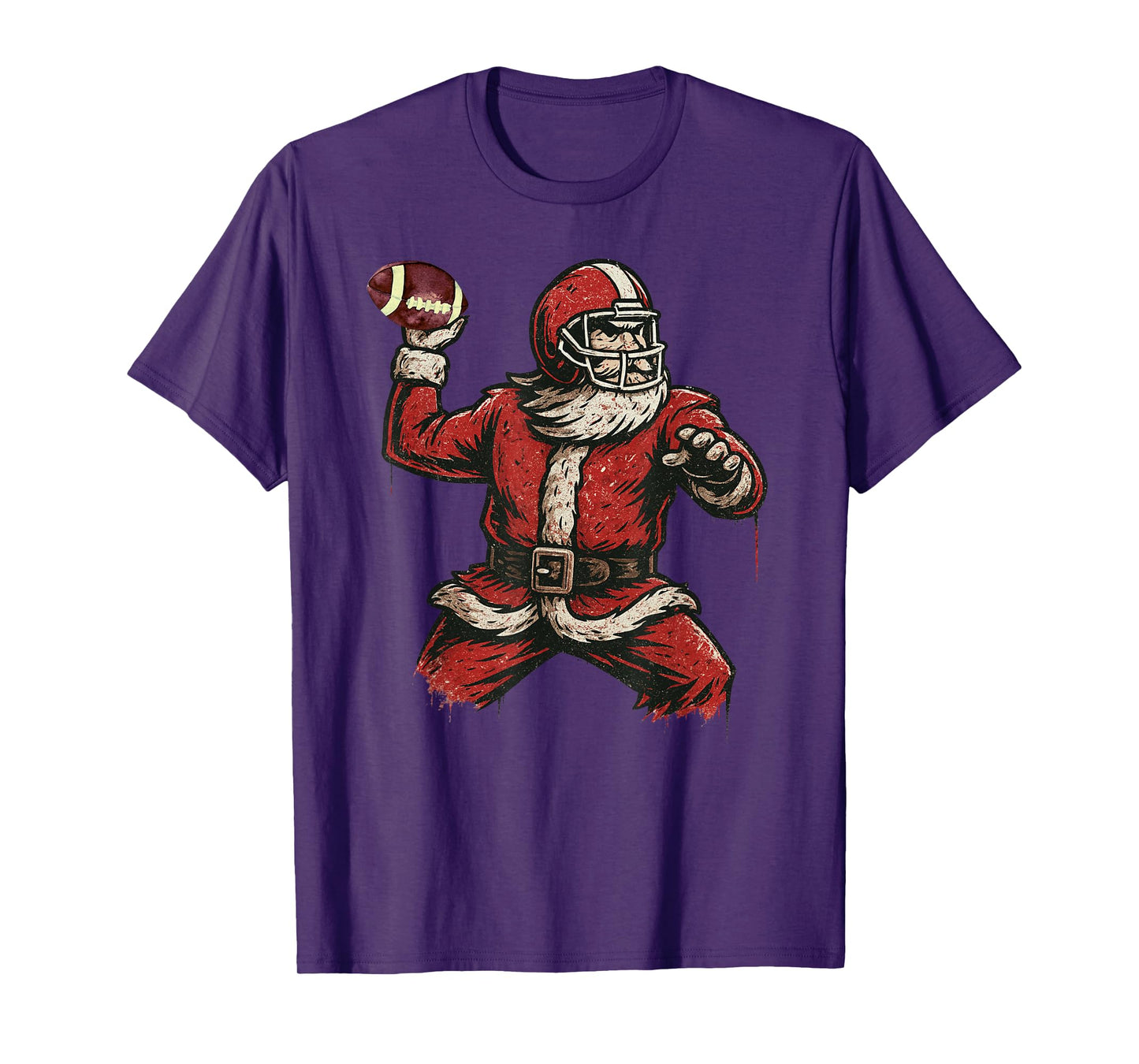 Santa Claus Playing American Football Xmas Holiday Christmas T-Shirt