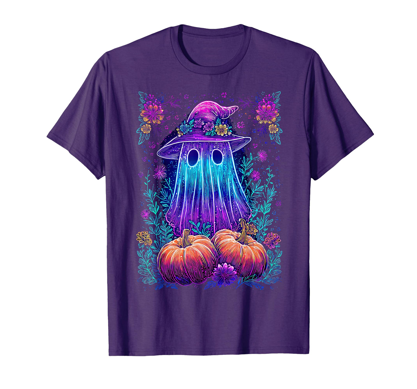 Halloween Spooky Ghost Witch Pumpkin Floral Spooky Season T-Shirt