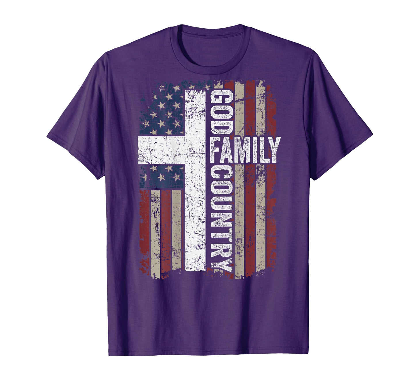 God Family Country - Patriotic Christian Cross USA (ON BACK) T-Shirt