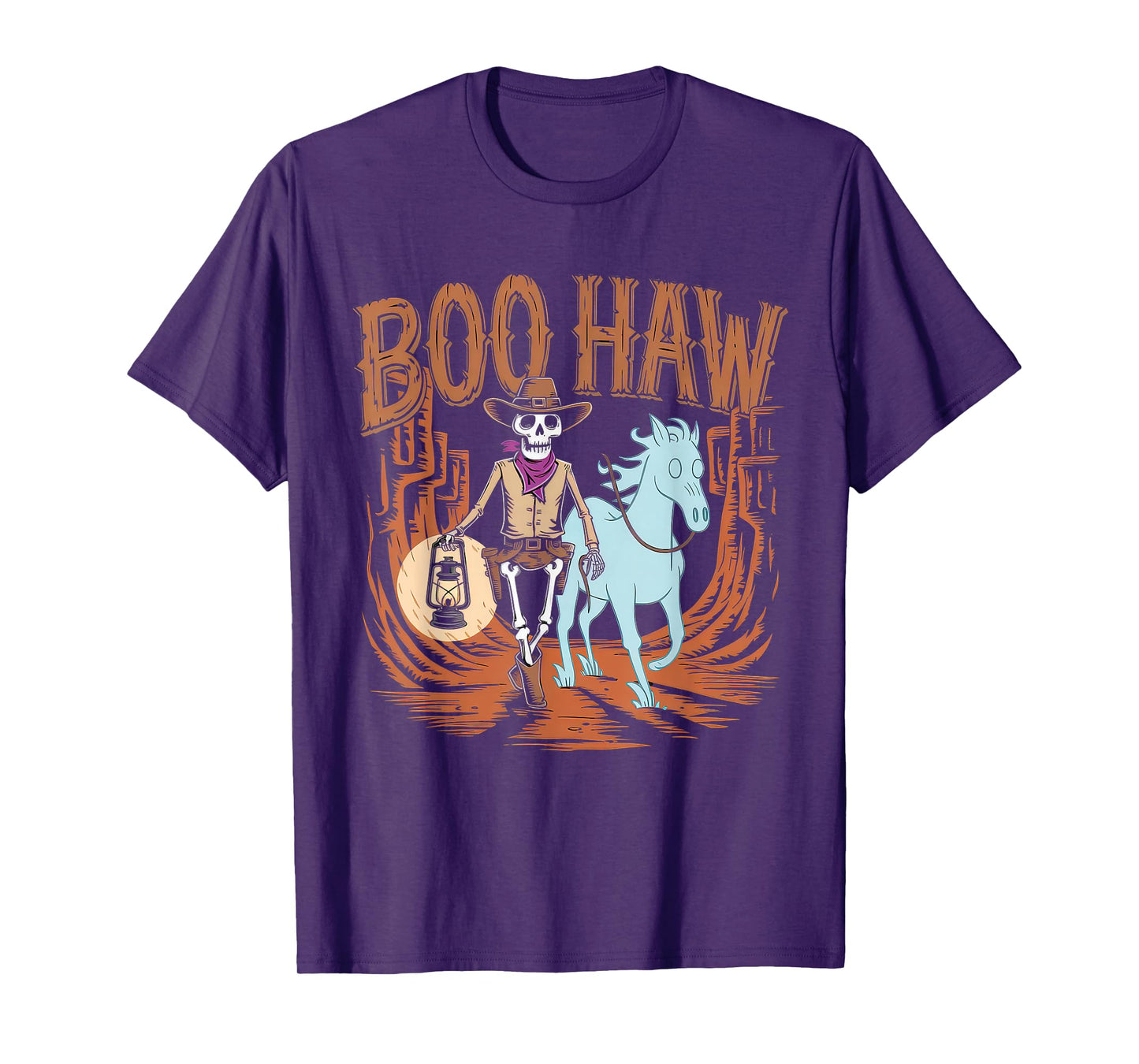 Halloween Costume Boo Haw Witch Skeleton Scary Rodeo Western T-Shirt