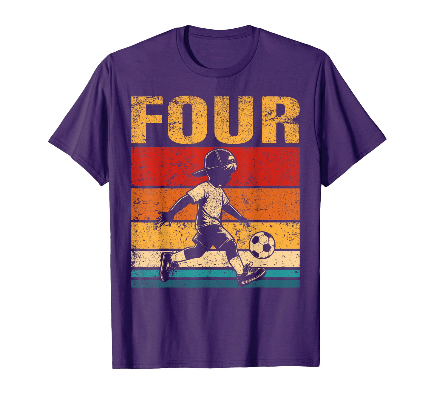 4 Year Old Soccer Boy Birthday Vintage 4th Birthday Boy T-Shirt