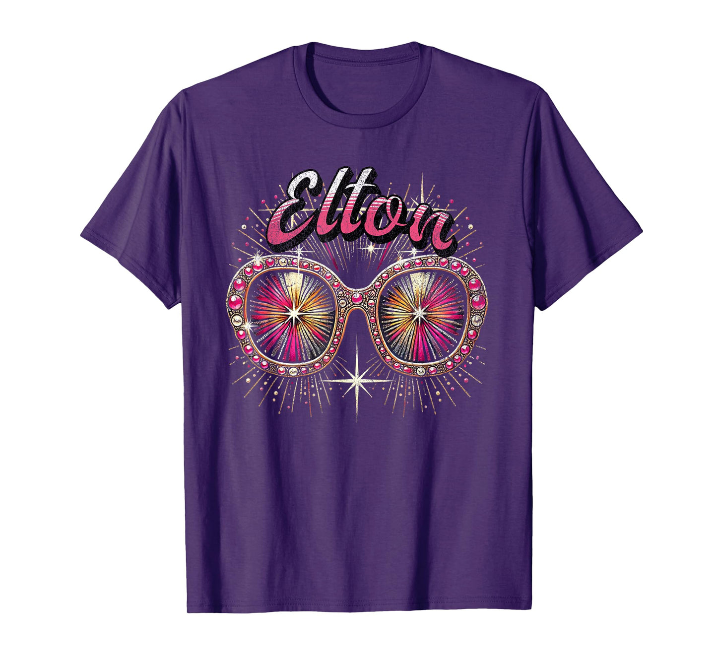 Elton First Name T With Glasses Personalized Vintage Tee T-Shirt