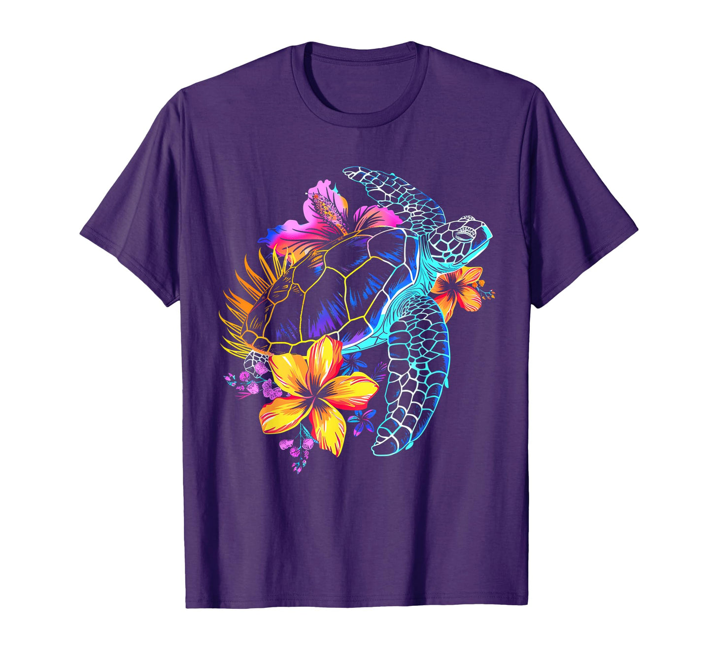 Sea Turtle Hawaiian Flowers Hawaii Scuba Diving Diver T-Shirt