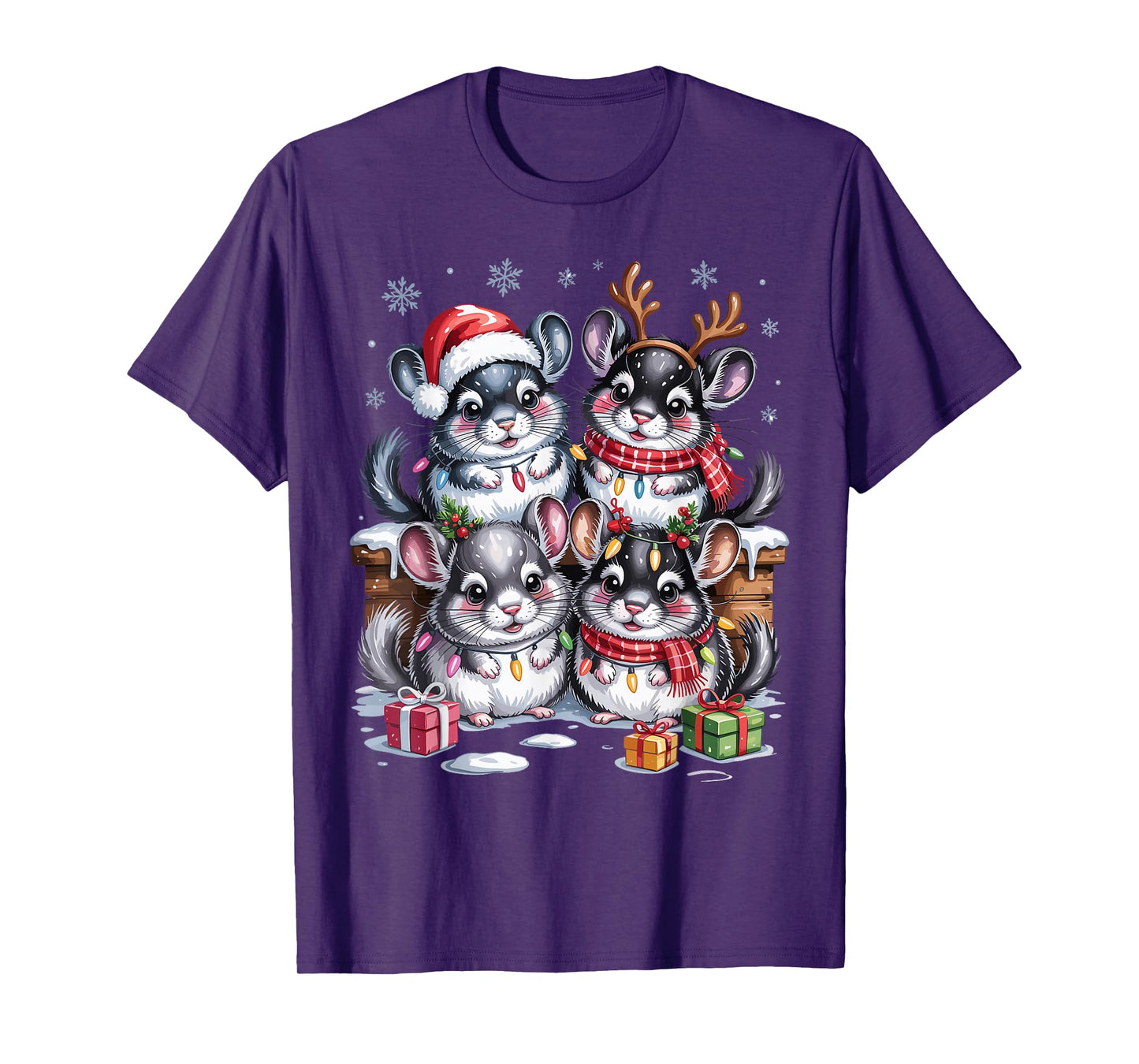 Chinchilla Christmas Cute Pet Lovers Funny Holiday Pajamas T-Shirt