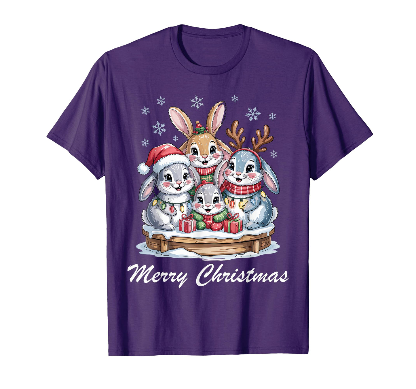 Rabbit Merry Christmas Cute Pet Lovers Funny Holiday Pajama T-Shirt