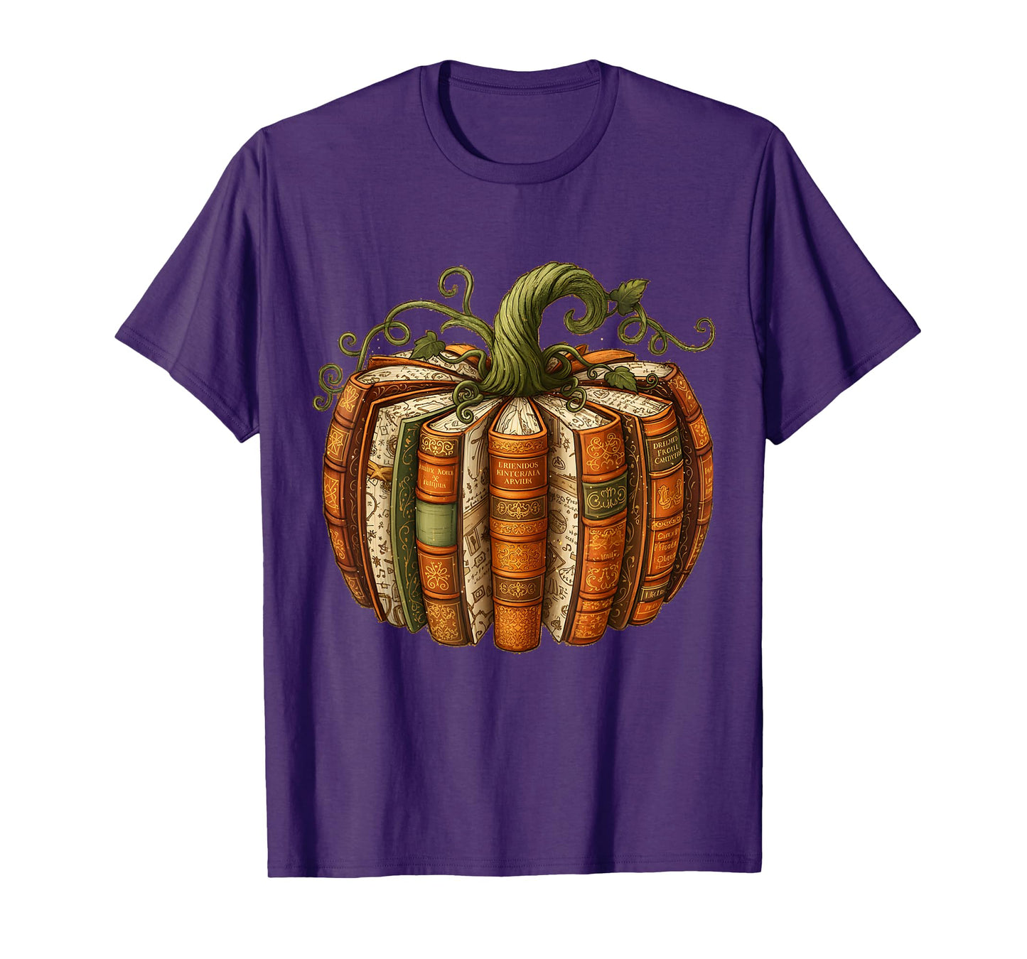 Vintage Book Pumpkin Fall Reading Halloween Tee T-Shirt