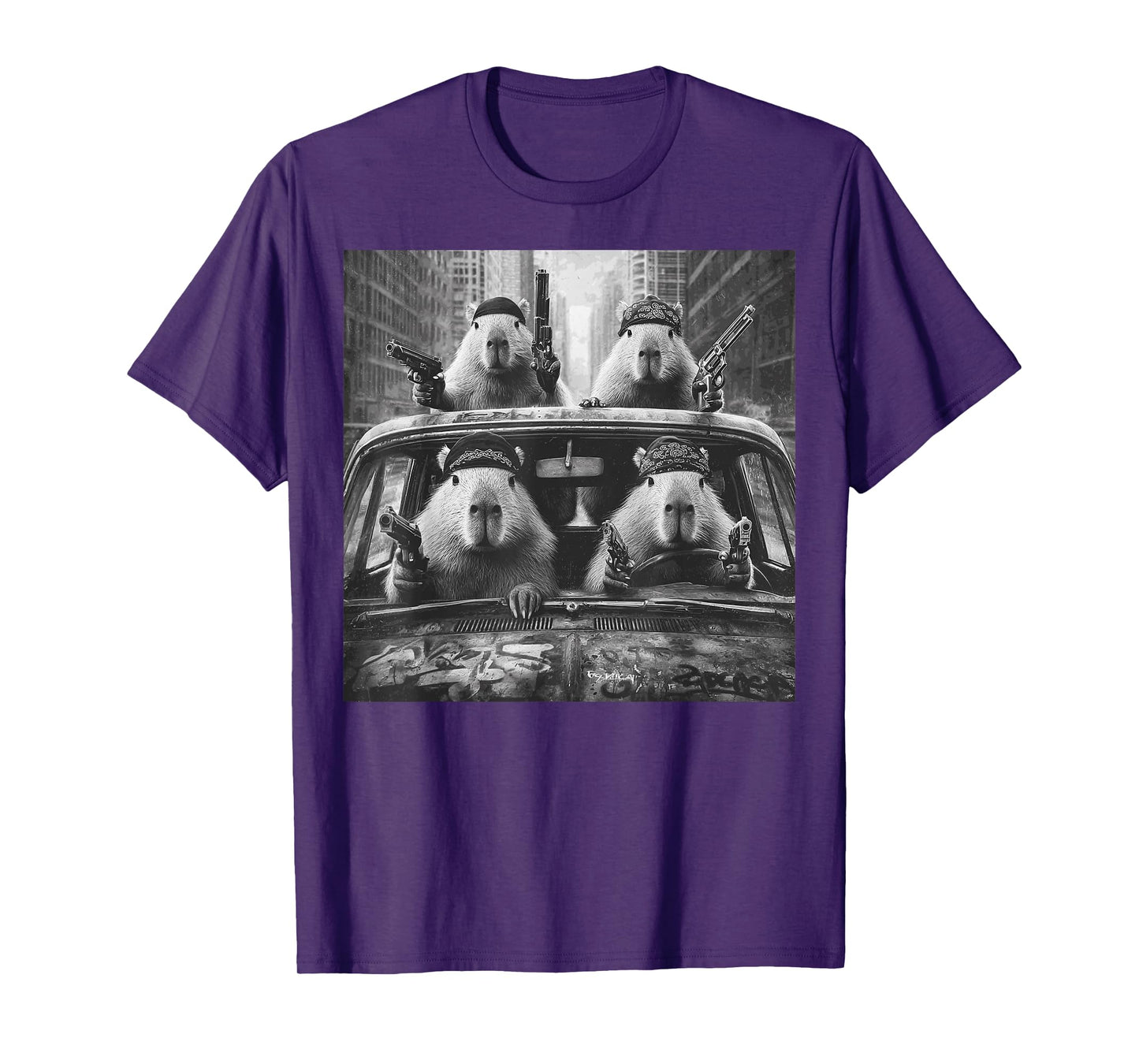 Funny Graphic Capybara Gangster Adult Funny T-Shirt