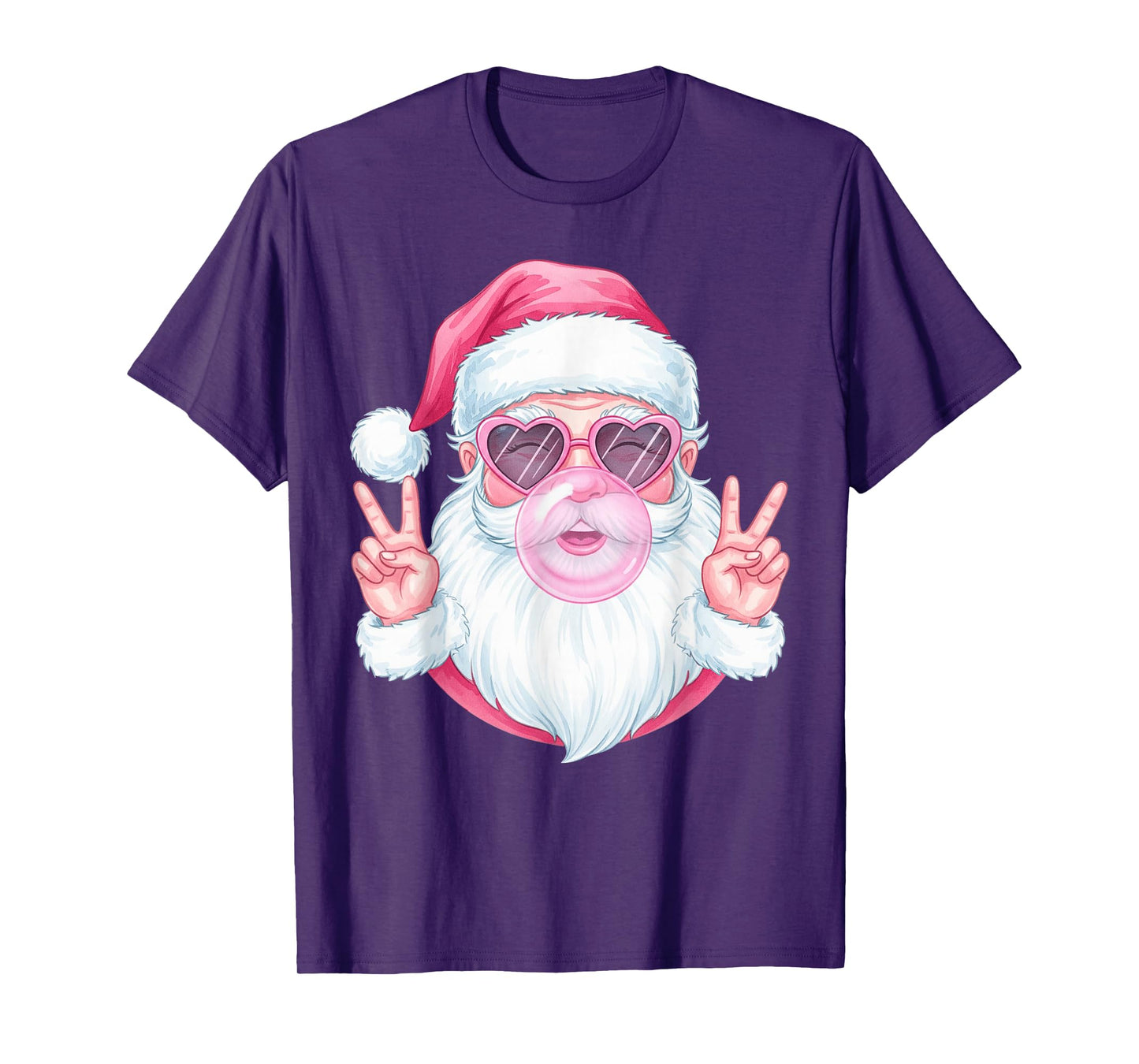 Vintage Retro Santa Christmas Bubble Gum Pink Sunglasses Kid T-Shirt